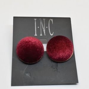 INC Gold Tone Velvet Button Stud Earrings